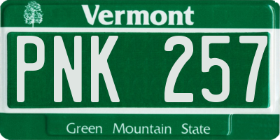VT license plate PNK257
