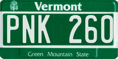 VT license plate PNK260