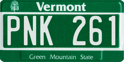 VT license plate PNK261