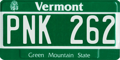 VT license plate PNK262