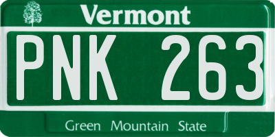 VT license plate PNK263