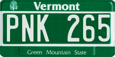 VT license plate PNK265