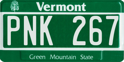VT license plate PNK267
