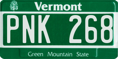VT license plate PNK268