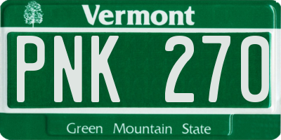 VT license plate PNK270