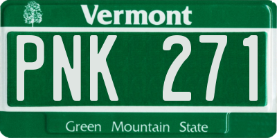 VT license plate PNK271