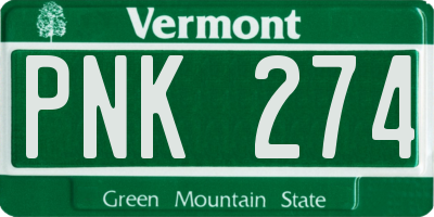 VT license plate PNK274