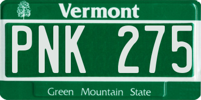 VT license plate PNK275