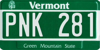 VT license plate PNK281