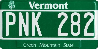 VT license plate PNK282