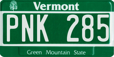 VT license plate PNK285