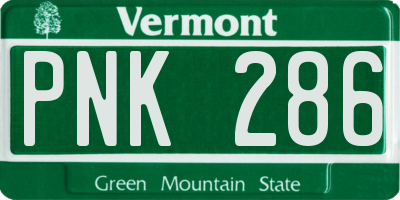 VT license plate PNK286