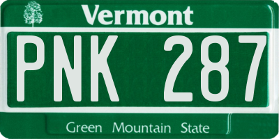 VT license plate PNK287