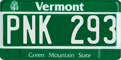 VT license plate PNK293