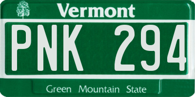 VT license plate PNK294