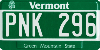 VT license plate PNK296