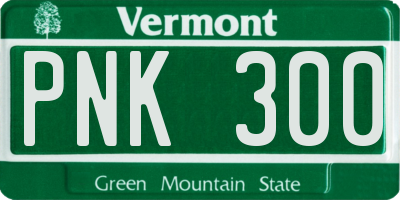 VT license plate PNK300