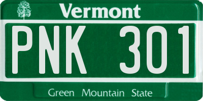VT license plate PNK301