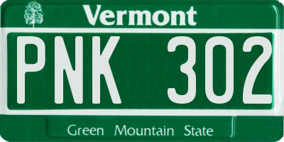 VT license plate PNK302