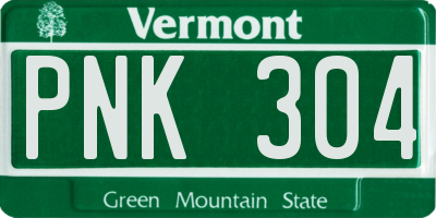 VT license plate PNK304
