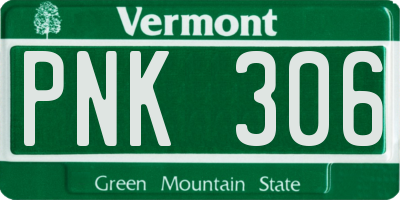 VT license plate PNK306