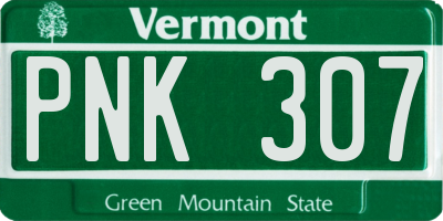VT license plate PNK307