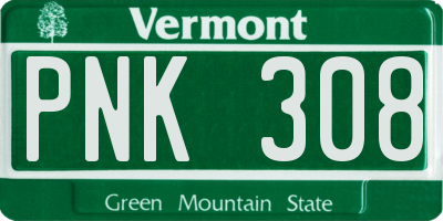 VT license plate PNK308
