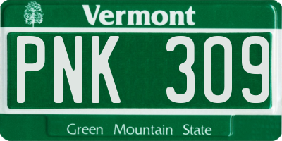 VT license plate PNK309