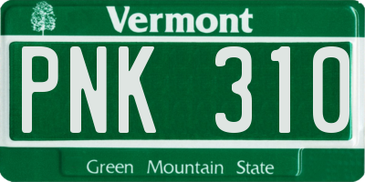 VT license plate PNK310