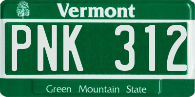 VT license plate PNK312
