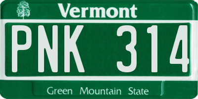 VT license plate PNK314
