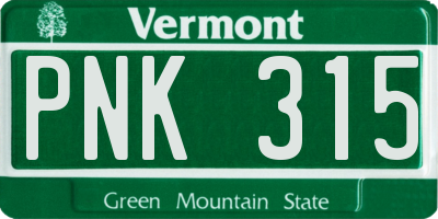 VT license plate PNK315