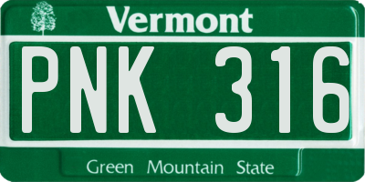 VT license plate PNK316