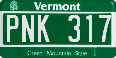 VT license plate PNK317
