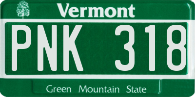 VT license plate PNK318