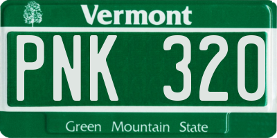 VT license plate PNK320