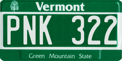 VT license plate PNK322