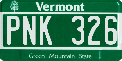 VT license plate PNK326