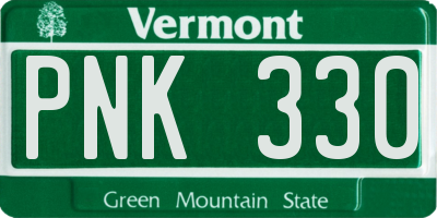 VT license plate PNK330