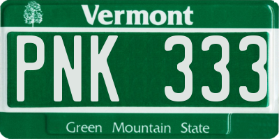 VT license plate PNK333