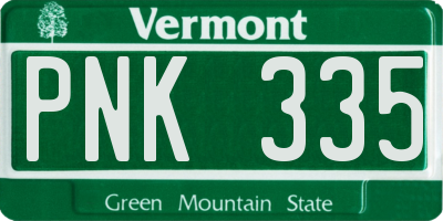 VT license plate PNK335