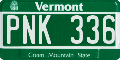 VT license plate PNK336