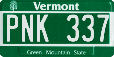 VT license plate PNK337