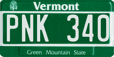 VT license plate PNK340