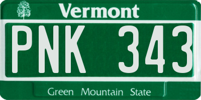 VT license plate PNK343