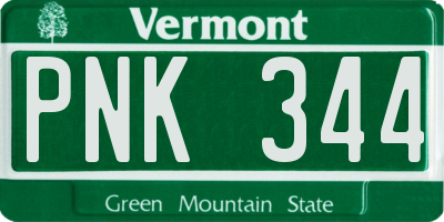 VT license plate PNK344