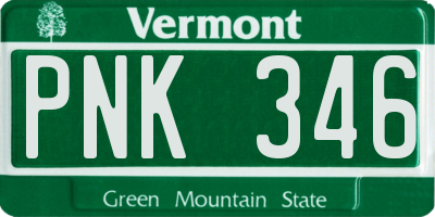 VT license plate PNK346