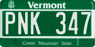 VT license plate PNK347