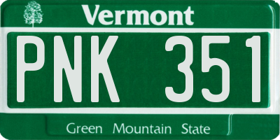 VT license plate PNK351