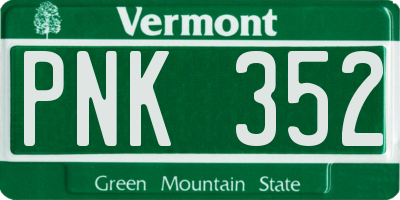 VT license plate PNK352